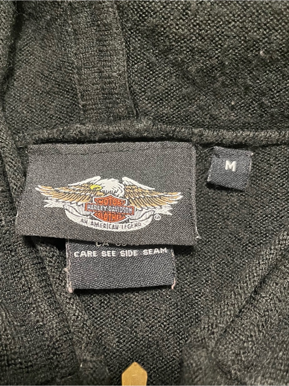 Harley-Davidson Black Zip-Up Hoodie with Red and Gold Flame Embroidery - Picture 3 of 9